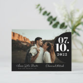 Save The Date Mariage Moderne Simple Photo Noir et Blanc (Debout devant)