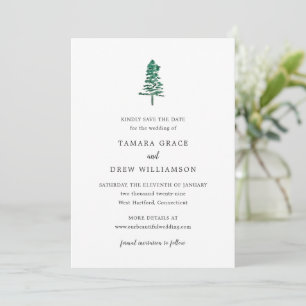 Save The Date Mariage Moderne sous un Pin Rustique