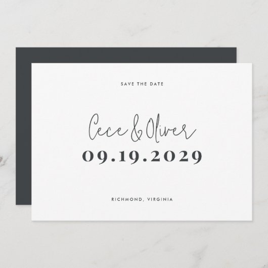 Save The Date Mariage moderne style typographie simple à sauver (Devant / Derrière)
