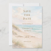Save The Date Mariage moderne sur la plage côtière (Devant)