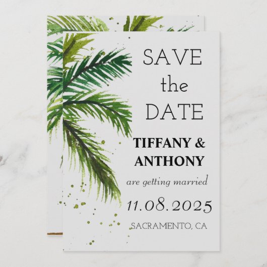 Save The Date Mariage Moderne sur la Plage Océane en Été (Devant / Derrière)