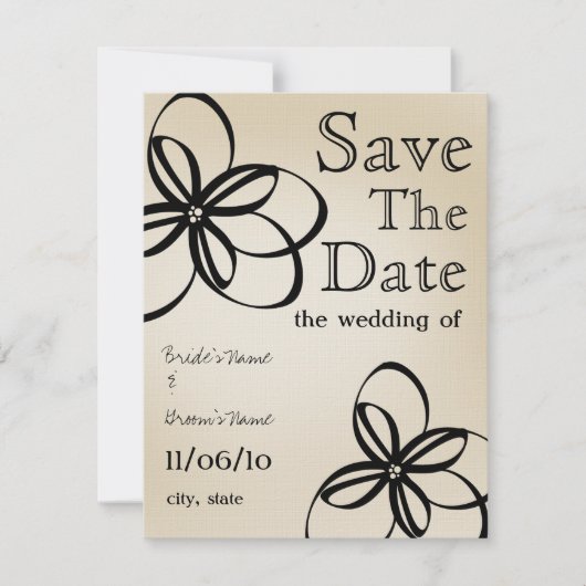 Save The Date Mariage moderne Tan & Black Enregistrer La Date (Devant)