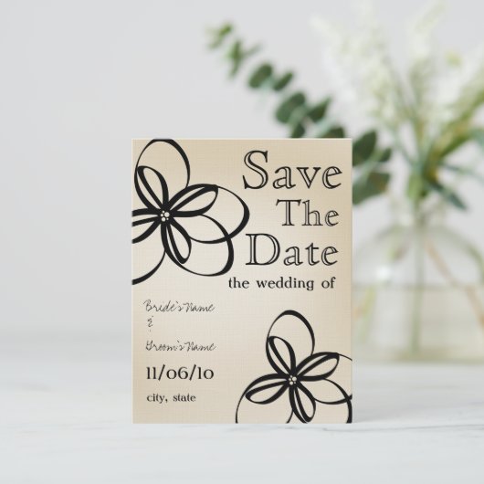 Save The Date Mariage moderne Tan & Black Enregistrer La Date (Debout devant)