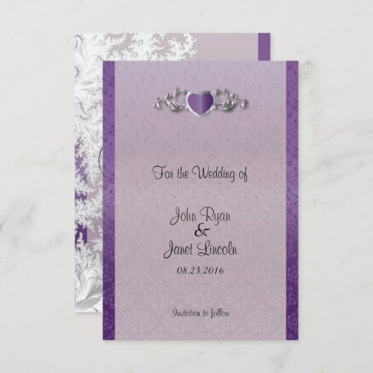 Save The Date Mariage moderne tendance dans un Amethyst Purple D (Devant / Derrière)