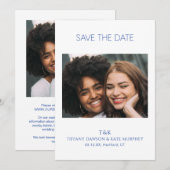Save The Date Mariage Moderne Tiffany Cobalt Blue Bold (Devant / Derrière)