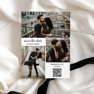 Save The Date Mariage Moderne Trois Photos et Code QR