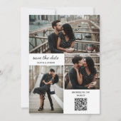 Save The Date Mariage Moderne Trois Photos et Code QR (Devant)