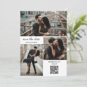 Save The Date Mariage Moderne Trois Photos et Code QR (Debout devant)