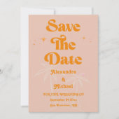 Save The Date Mariage Moderne Tropical Orange Vibrant (Devant)