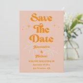 Save The Date Mariage Moderne Tropical Orange Vibrant (Debout devant)