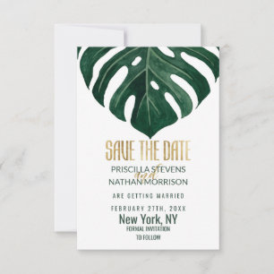 Save The Date Mariage moderne Tropical Suisse feuille d'or au fr
