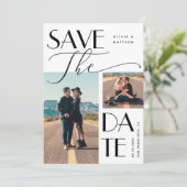 Save The Date Mariage Moderne | Typographie Gras Multi Photo (Debout devant)
