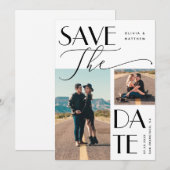Save The Date Mariage Moderne | Typographie Gras Multi Photo (Devant / Derrière)