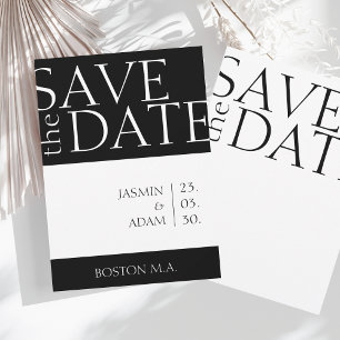 Save The Date Mariage Moderne Typographie Minimaliste Noir Blanc