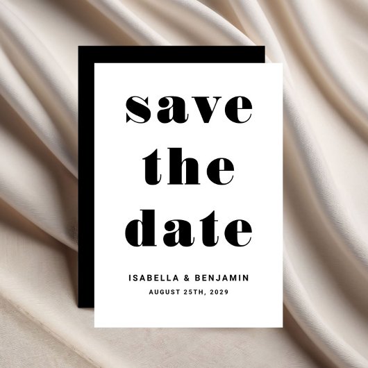Save The Date Mariage Moderne Typographie Noir Et Blanc