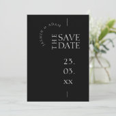 Save The Date Mariage Moderne Typographie Simple Noir Blanc (Debout devant)