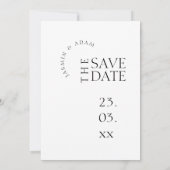 Save The Date Mariage Moderne Typographie Simple Noir Blanc (Dos)