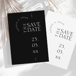 Save The Date Mariage Moderne Typographie Simple Noir Blanc