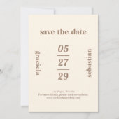 Save The Date Mariage Moderne Typographique Gras Neutre Mocha (Devant)