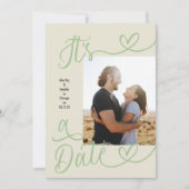 Save The Date Mariage Moderne Vert Sauge à l'ancienne (Devant)