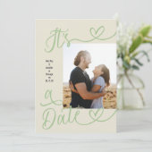 Save The Date Mariage Moderne Vert Sauge à l'ancienne (Debout devant)