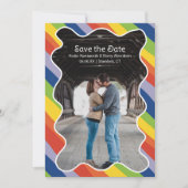 Save The Date Mariage moderne vibrant arc-en-ciel (Devant)