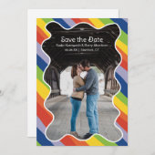 Save The Date Mariage moderne vibrant arc-en-ciel (Devant / Derrière)
