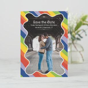 Save The Date Mariage moderne vibrant arc-en-ciel