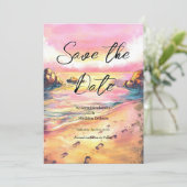 Save The Date Mariage moderne Whimsical Beach (Debout devant)