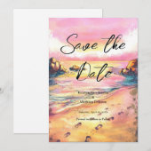 Save The Date Mariage moderne Whimsical Beach (Devant / Derrière)
