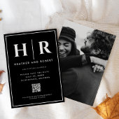 Save The Date Mariage Monogram Black Chic Simple Moderne QR Code