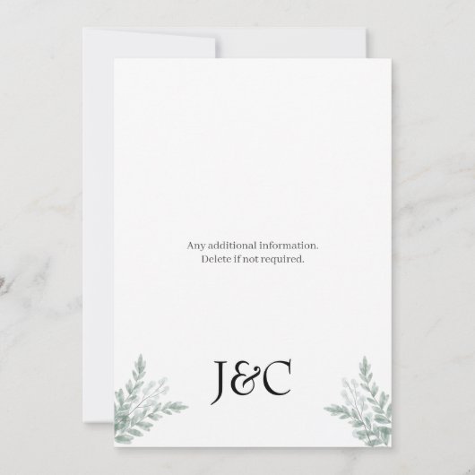 Save The Date Mariage Monogram Eucalyptus Enregistrer La Date (Dos)