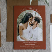 Save The Date Mariage Monogramme Arc en Terracotta Orange Brûlé 