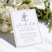 Save The Date Mariage Monogramme Classique Fleur de Lys Navy