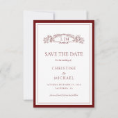 Save The Date Mariage monogramme de la crête botanique de Bourgo (Devant)