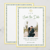Save The Date Mariage Monogramme Jaune Citron de Coquillage de M (Devant / Derrière)