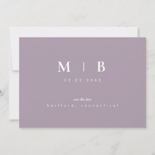 Save The Date Mariage Monogramme Lavande Simple Sleek Sauvegarde