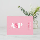 Save The Date Mariage Monogramme Magenta Rose Vibrant Typographi (Debout devant)