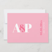 Save The Date Mariage Monogramme Magenta Rose Vibrant Typographi (Devant)