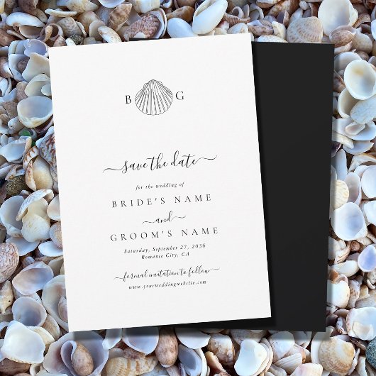 Save The Date Mariage monogramme minimaliste de coquillage de co