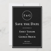 Save The Date Mariage Monogramme Noir Et Blanc Simple (Devant)