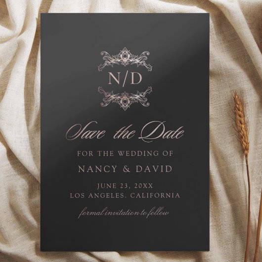 Save The Date Mariage Monogramme Or Rose