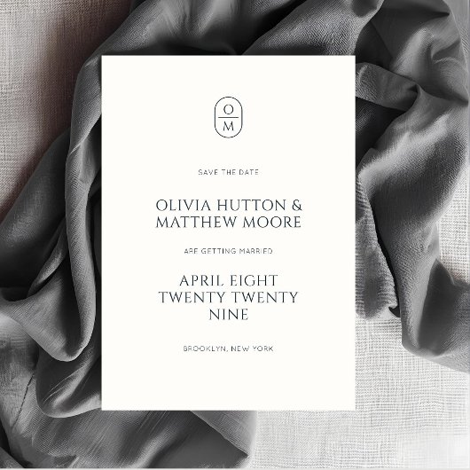 Save The Date Mariage Monogramme Typographique Minimal Chic