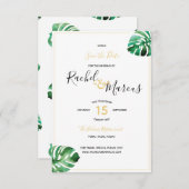 Save The Date Mariage Monstera Leaf (Devant / Derrière)
