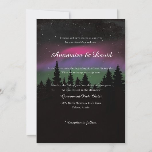 Save The Date Mariage Montagne Étoilée des Aurores Boréales (Devant)