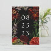 Save The Date Mariage Moody Floral foncé (Debout devant)