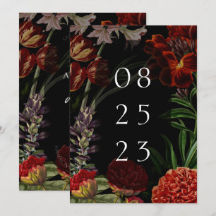 Save The Date Mariage Moody Floral foncé