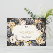 Save The Date Mariage Moody Noir et Blanc Or (Debout devant)