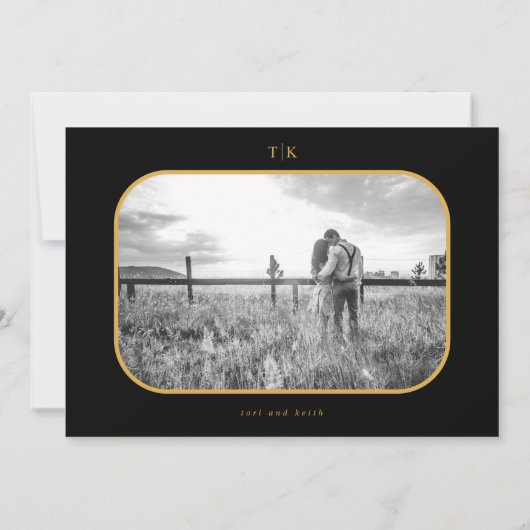 Save The Date Mariage Moody Noir et Blanc Or (Dos)