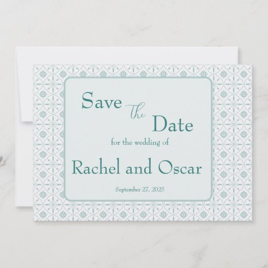 Save The Date Mariage motif bleu pastel (Devant)